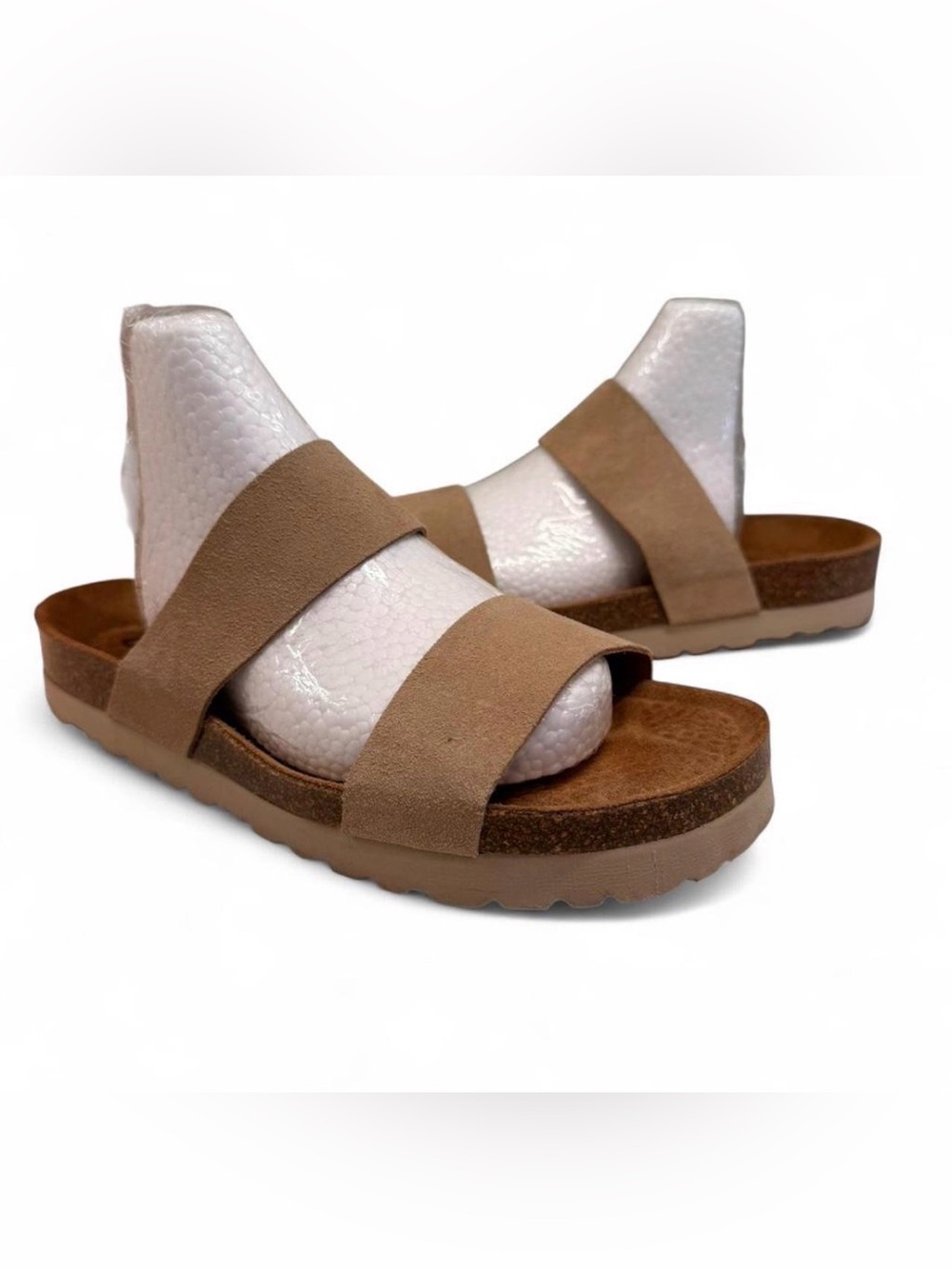 Women's Double-Strap Slide Sandals in Taupe